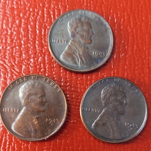 Set of 3 RESTRIKE 1943  Copper Coated Lincoln Cent  Coins - 67% OFF!!!!!!!