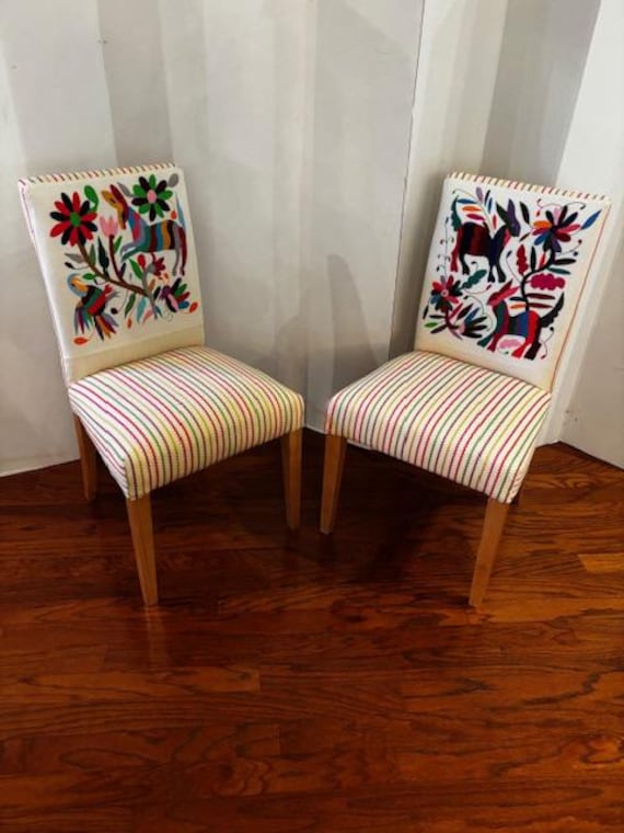 Accent chair set Mexican Tenango style