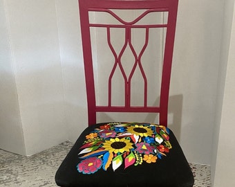 Accent metal chair Boho style Mexican embroidery