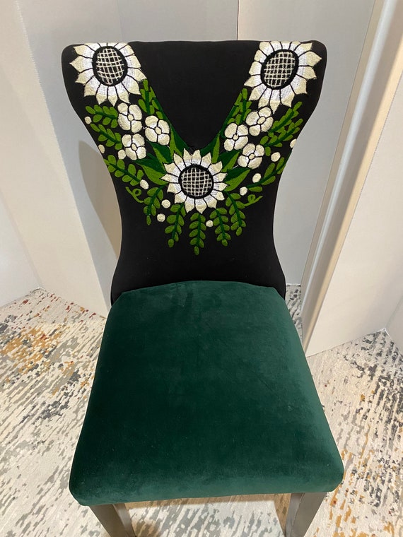 Boho/eclectic accent chair Mexican embroidery