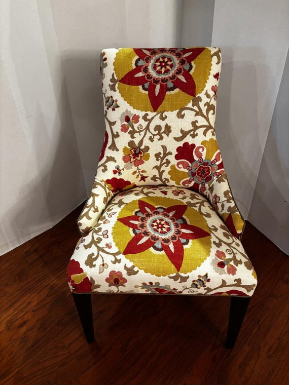 Accent chair, dining chair,  eclectic, boho, up-cycled, contemporary Mexican print