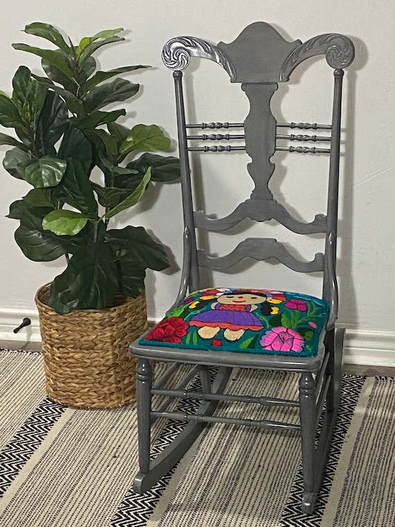 Antique Mexican Embroidered Rocking Chair