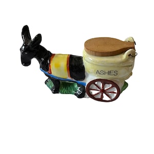 VTG Lusterware donkey cart ashtray humorous tobacciana collectible
