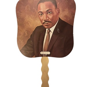 VTG Martin Luther King JR Mango de madera Ventilador Cartón NAACP Nueva York Conv. 1988