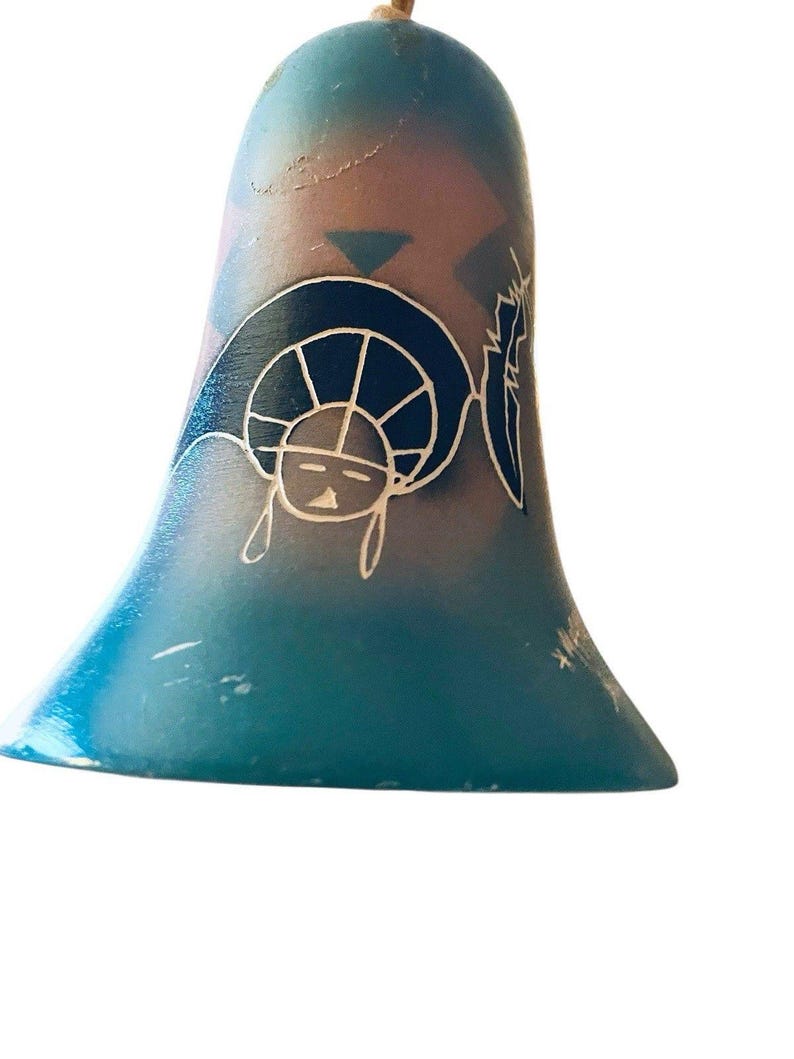 Navajo Pottery Wind Bell Native American Etched Hand Painted Tribal ...