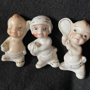 Diaper Pin babies sports themed figurines made in Japan. Set of 3.