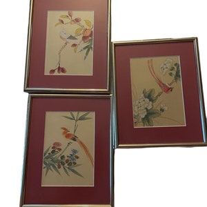 VTG Japanese Paintings on Silk set of 3
