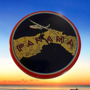 Panama Typewriter Ribbon Tin Sea Plane Manifold Supplies Vintage Made In USA