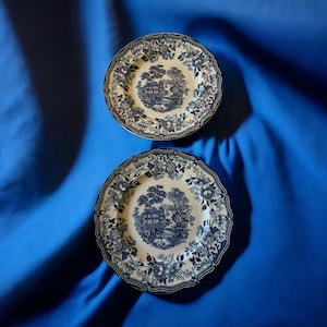 Royal Staffordshire Clarice Cliff Tonquin Salad Plates 8 Blue Set Of 2