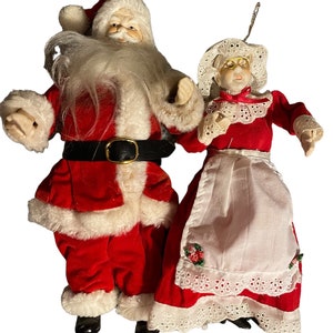 Vintage Santa and Mrs Claus Christmas ornaments