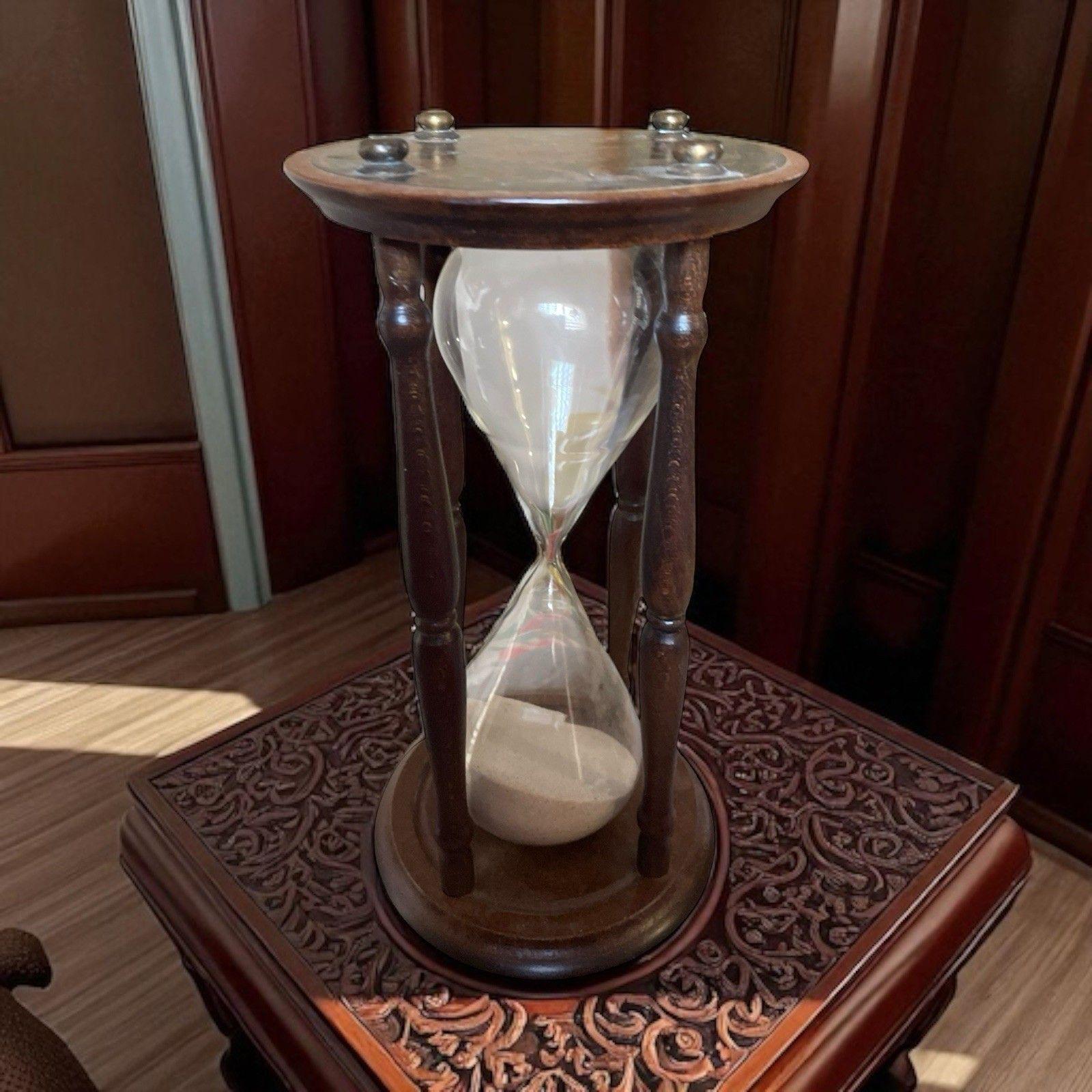 Vintage Wood & Glass Hourglass Zodiac Sand Timer Free Standing