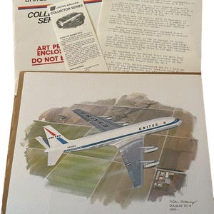Nixon Galloway Print United Airlines Seria kolekcjonerska 1959 Douglas DC-8