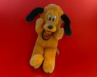 Pluto Rubber Face Plush Toy 1960s Walt Disney Productions vintage stuffed toy