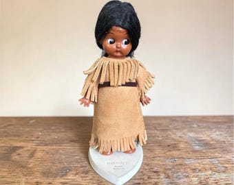 Unique Vintage Native American Hard Plastic Doll 6 Souvenir Toy 1960s