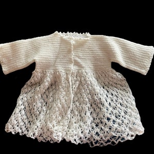 Vintage Hand crocheted baby sweater in white