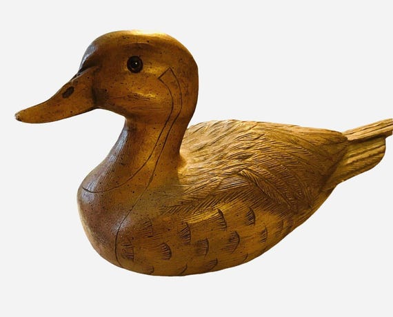 Resin Wood Duck Decoy Glass Eyes Vintage - Etsy