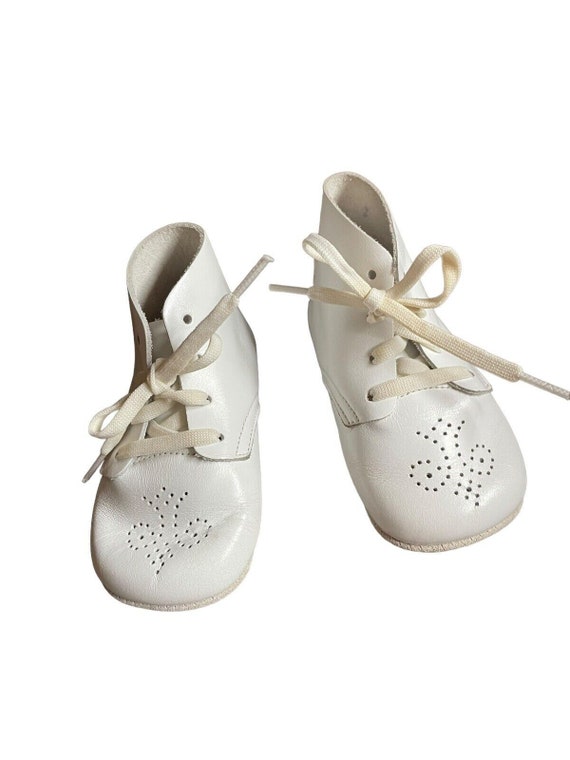 Kinney Kids White Leather Baby Shoes Lace up Tie Made in USA SIZE 2D VTG Boxed Etsy