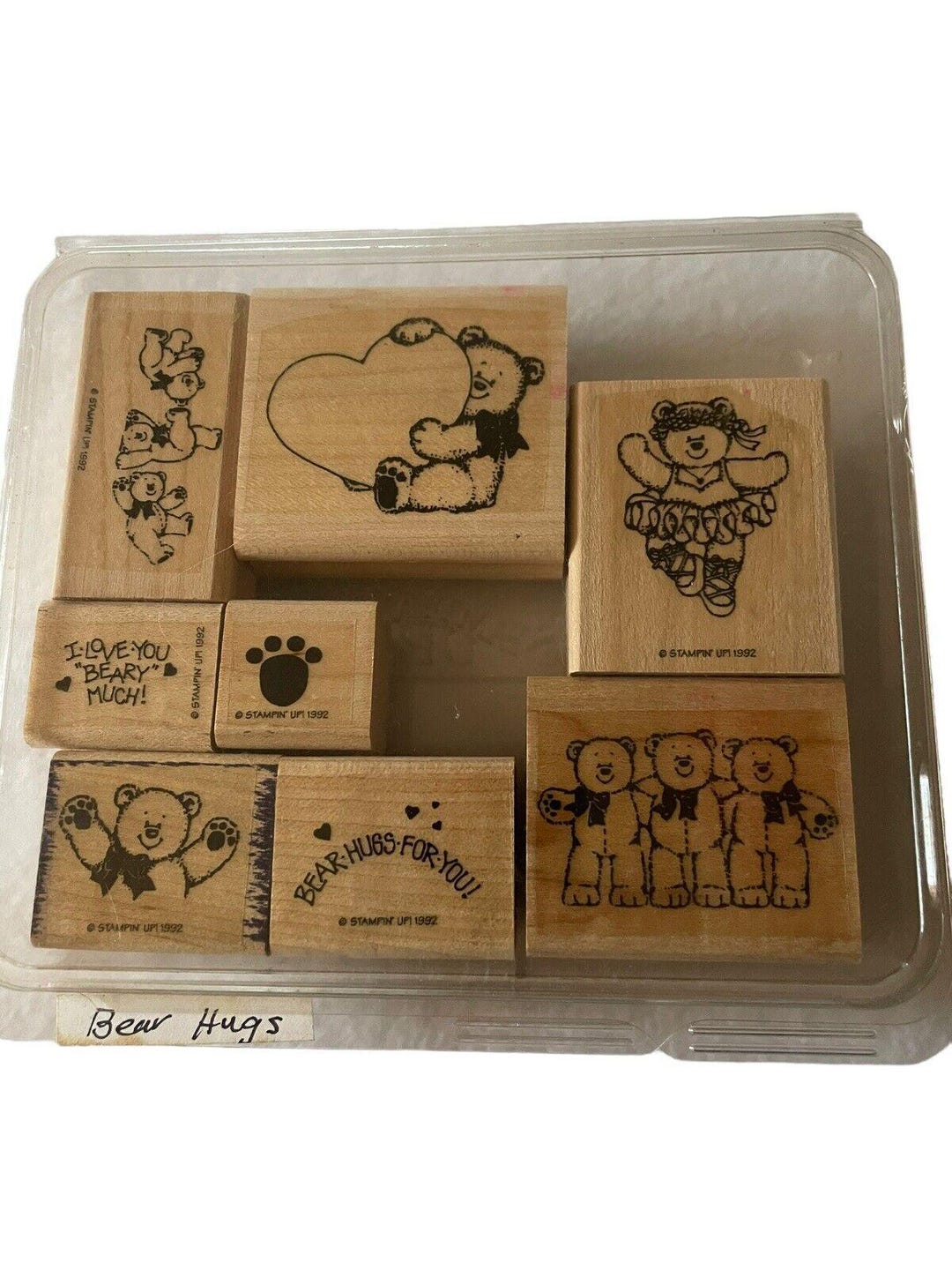 Stampin up -bear Hugs- Wood Rubber Stamp Set of 8 Love Ballerina Teddy ...
