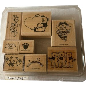 Stampin up -bear Hugs- Wood Rubber Stamp Set of 8 Love Ballerina Teddy ...