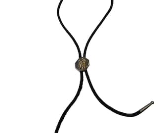 Vintage Bolo Tie Featuring Square Dancers 1970s Era Black Cord