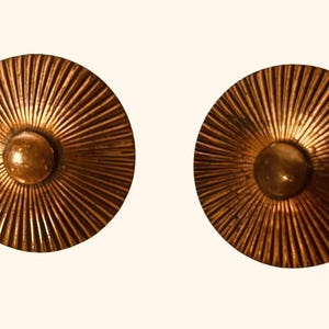 Copper Cuff Links Sunburst Atomic Pattern Vintage 1