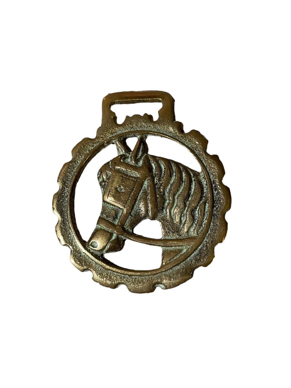 Vintage Brass Horse Saddle Harness Medallion Ornament