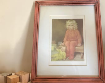 Bessie Pease Gutmann Impresión vintage Televisión 1985 Enmarcada y con paspartú VTG 11x9