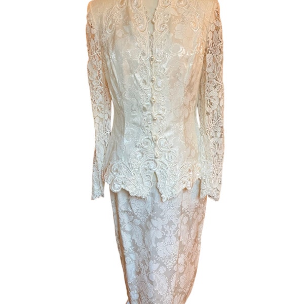 VTG Scott McClintock brocade and lace women’s tea length suit size 8
