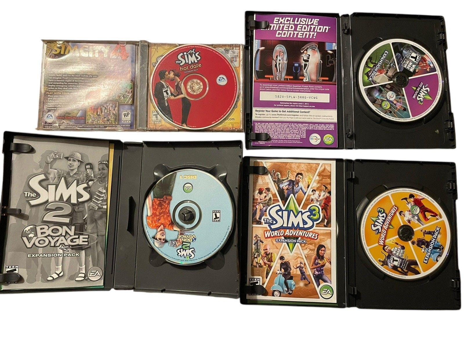 The Sims PC CD Expansion Pack Lot of 4 Plus Strategy Guide Book