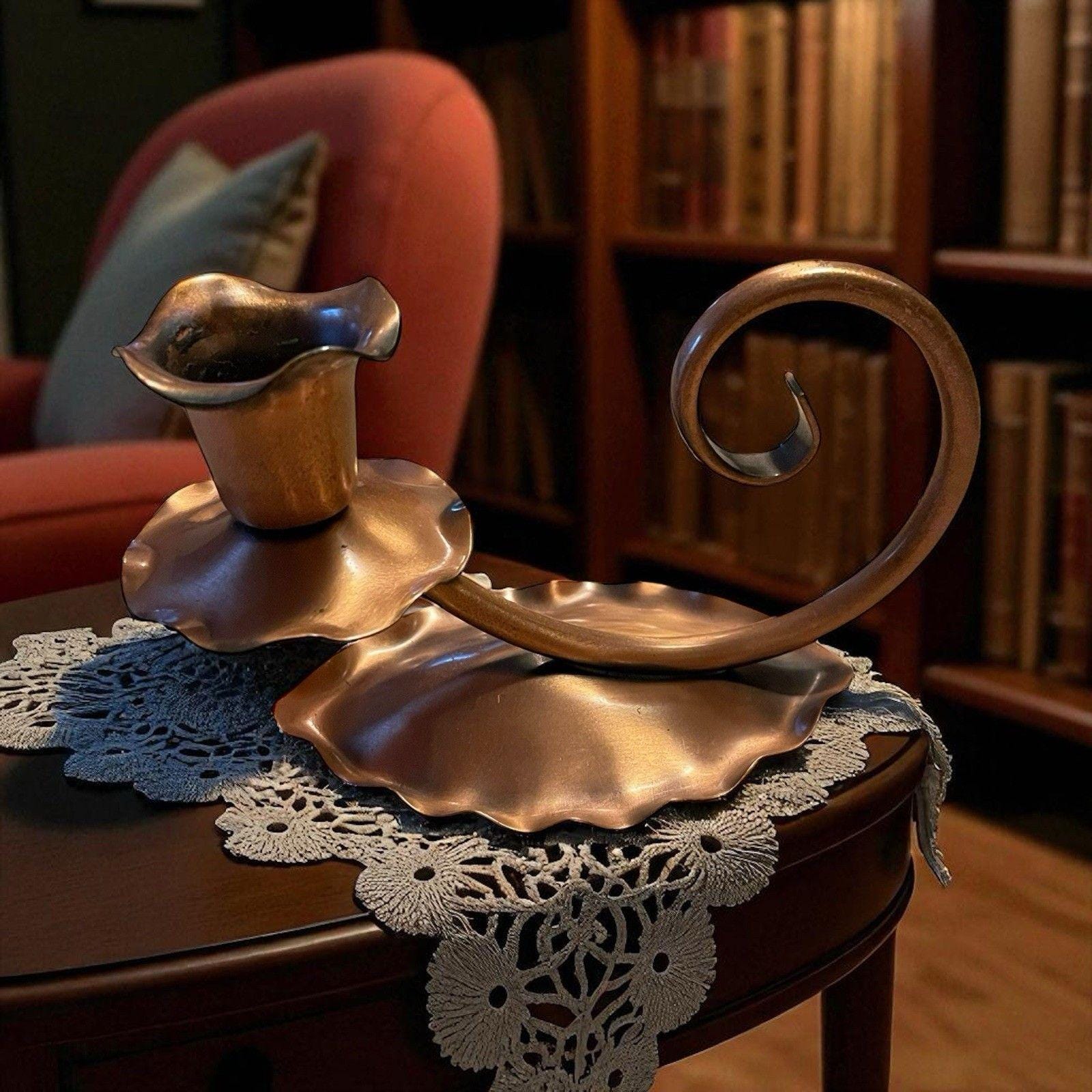 【ヴィンテージ】Gregorian Copper キャンドルホルダー トレイ Gregorian Copper Chamber Candle Stick Holders Solid Copper USA