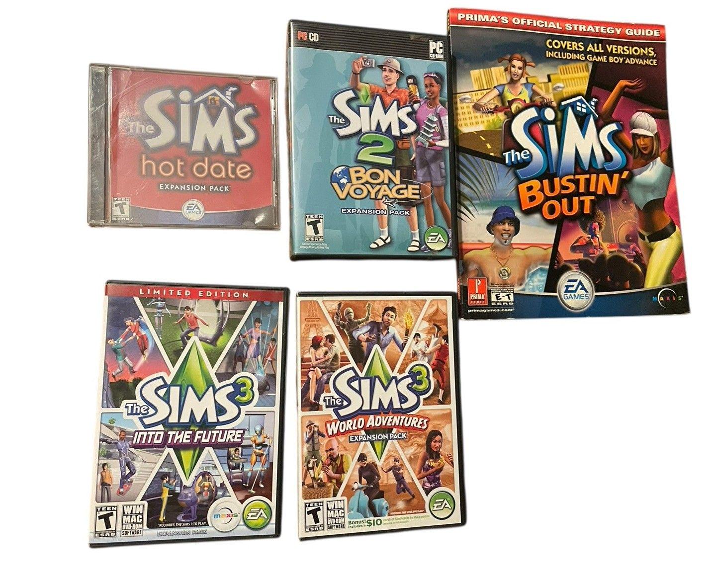 The Sims PC CD Expansion Pack Lot of 4 Plus Strategy Guide Book