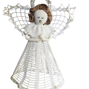 Hand Crocheted Angel Christmas Tree Topper VTG