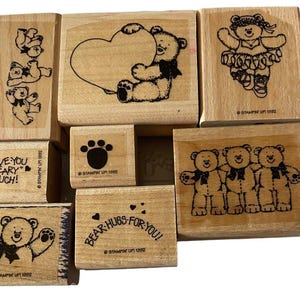 Stampin up -bear Hugs- Wood Rubber Stamp Set of 8 Love Ballerina Teddy ...