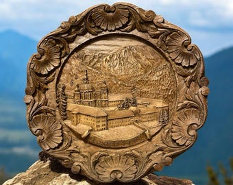 VTG 3d Resin Wood Hand Carved German Kloster Petal Wall Plate