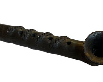 Barro Negra Black Clay Flute Oaxaca Mexico VTG artisan made