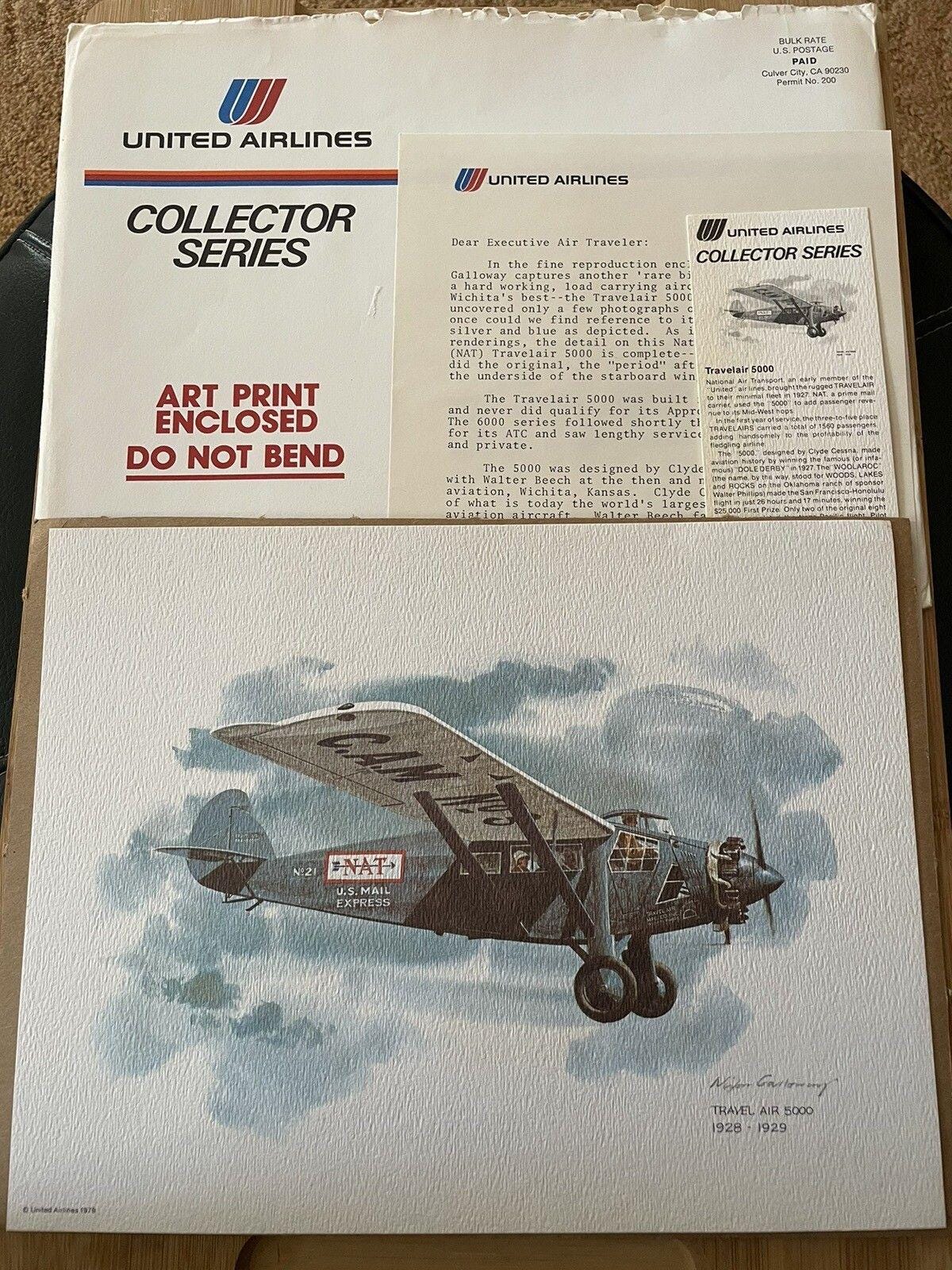 Nixon Galloway Print United Airlines Collector Series Travel Air