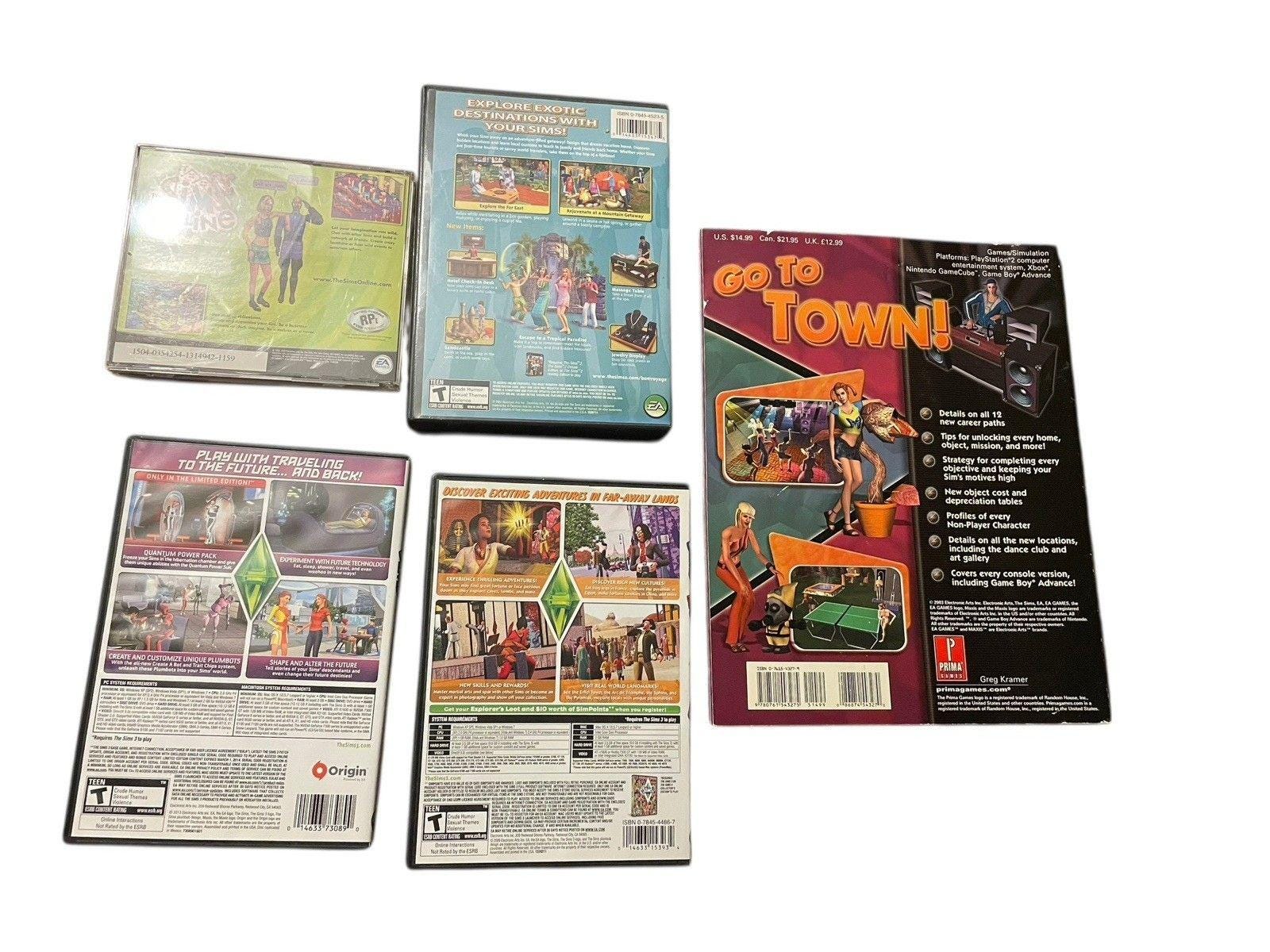 The Sims PC CD Expansion Pack Lot of 4 Plus Strategy Guide Book