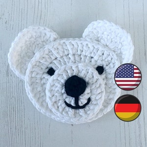 Crochet pattern - instant PDF download - polar bear - crochet applique - patch - pattern - polar bear applique - bear - German/English