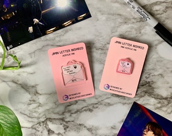 Jimin Inspired Letter Acrylic Pins | BTS kpop park jimin | acrylic pins memorabilia