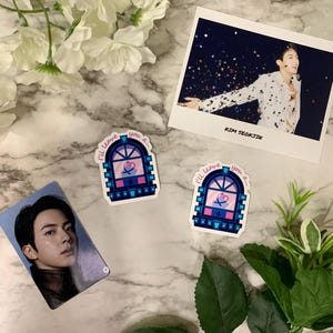 Op Jin-hart op het raam geïnspireerde gestanste stickers | BTS-kpop | sticker dagboekkalender planner | BTS-sticker kpop-sticker kim seokjin happy