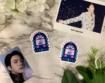 Jin Heart on the Window Sticker: Kpop Planner Decal