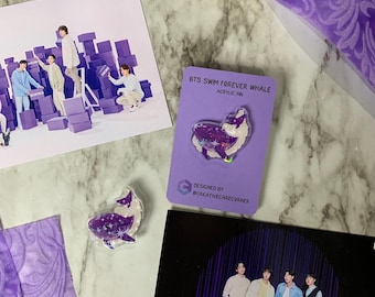 Purple Whale Acrylic Pin: Kpop Memorabilia
