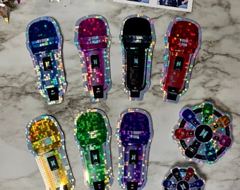 Bangtan Glitter Holographic Microphone Sticker Pack