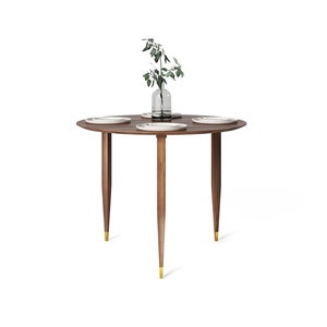 Round dining table, solid walnut wood table, kitchen table, mid century modern, black walnut, scandinavian
