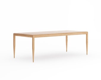 Mid Century Modern Oak Dining Table, Brass Feet