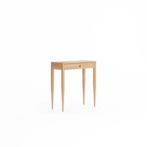 Oak console table with one drawer and four legs, hallway table, entryway table, dressing table in oak, vanity table