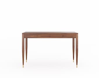 Mid century walnut office desk with two solid walnut drawers, home office desk, modern, writing desk, solid walnut desk, table, bureau