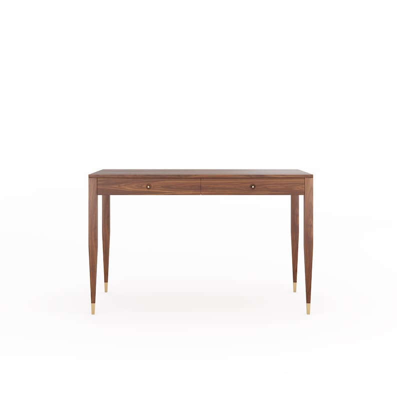 Walnut Desk With Two Drawers, Mid Century Modern Home Office Desk - Etsy