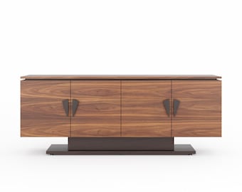 Walnut & Wenge Sideboard – Handmade Mid Century Modern Media Console, Buffet Cabinet 80 cm Height