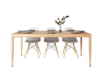 Dining table, oak wood kitchen table, mid century modern, scandinavian, solid oak table